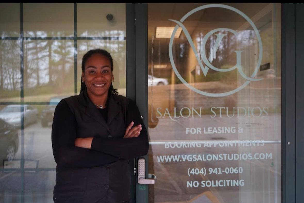Building entrance at VG Salon Studios, 1180 McKendree Church Rd Suite 203